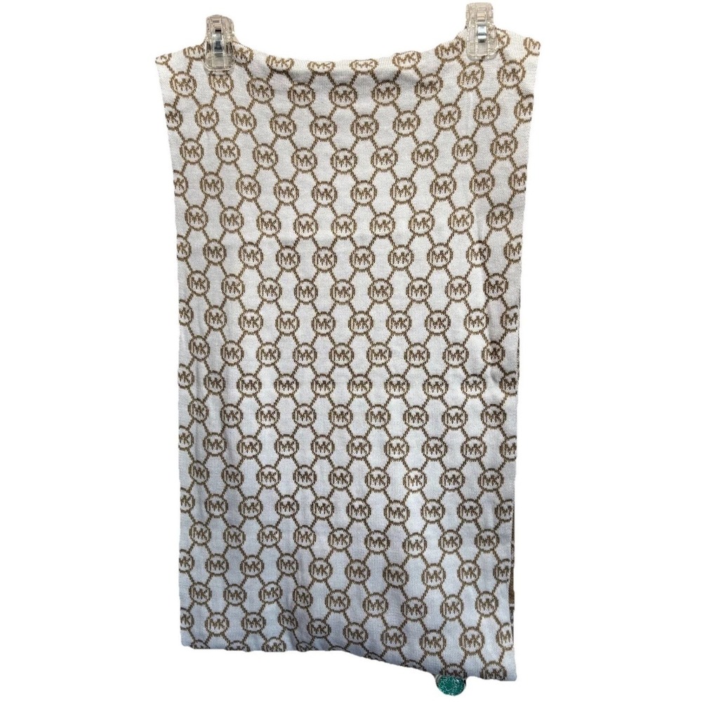 Michael Kors Scarf Reversible Infinity Ivory/Gold‎ Metallic MK Logo Soft OS